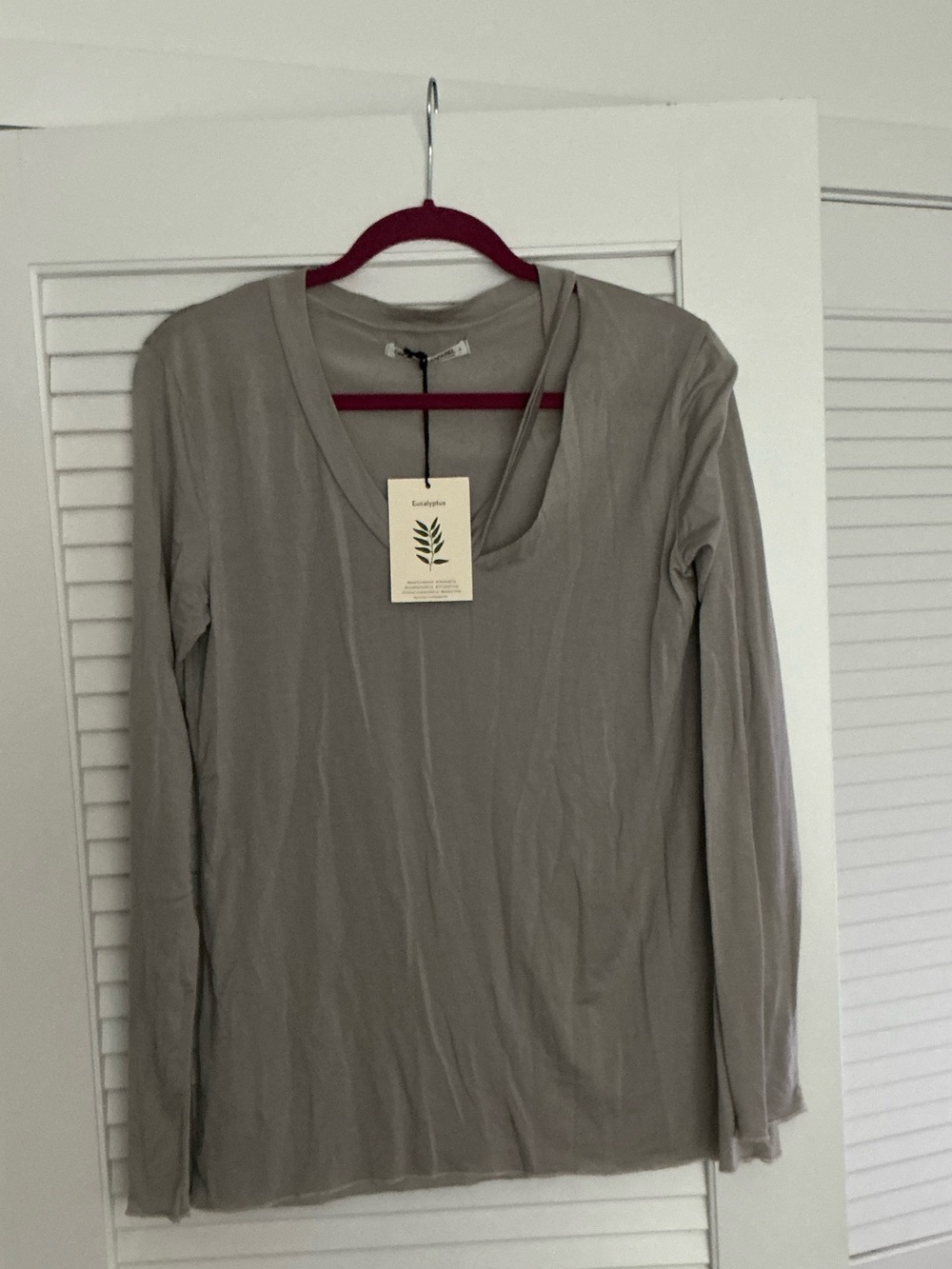 Groceries Apparel Scoop Neck Long Sleeve Top in Taupe - Eucalyptus minimalist SM